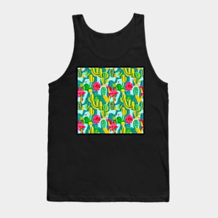 Abstract Cactus Blooms Pattern Tank Top